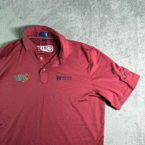 Stitch Polo Shirt Golf Casual Wilson Cadillac Short Sleeve Logo Maroon Size M
